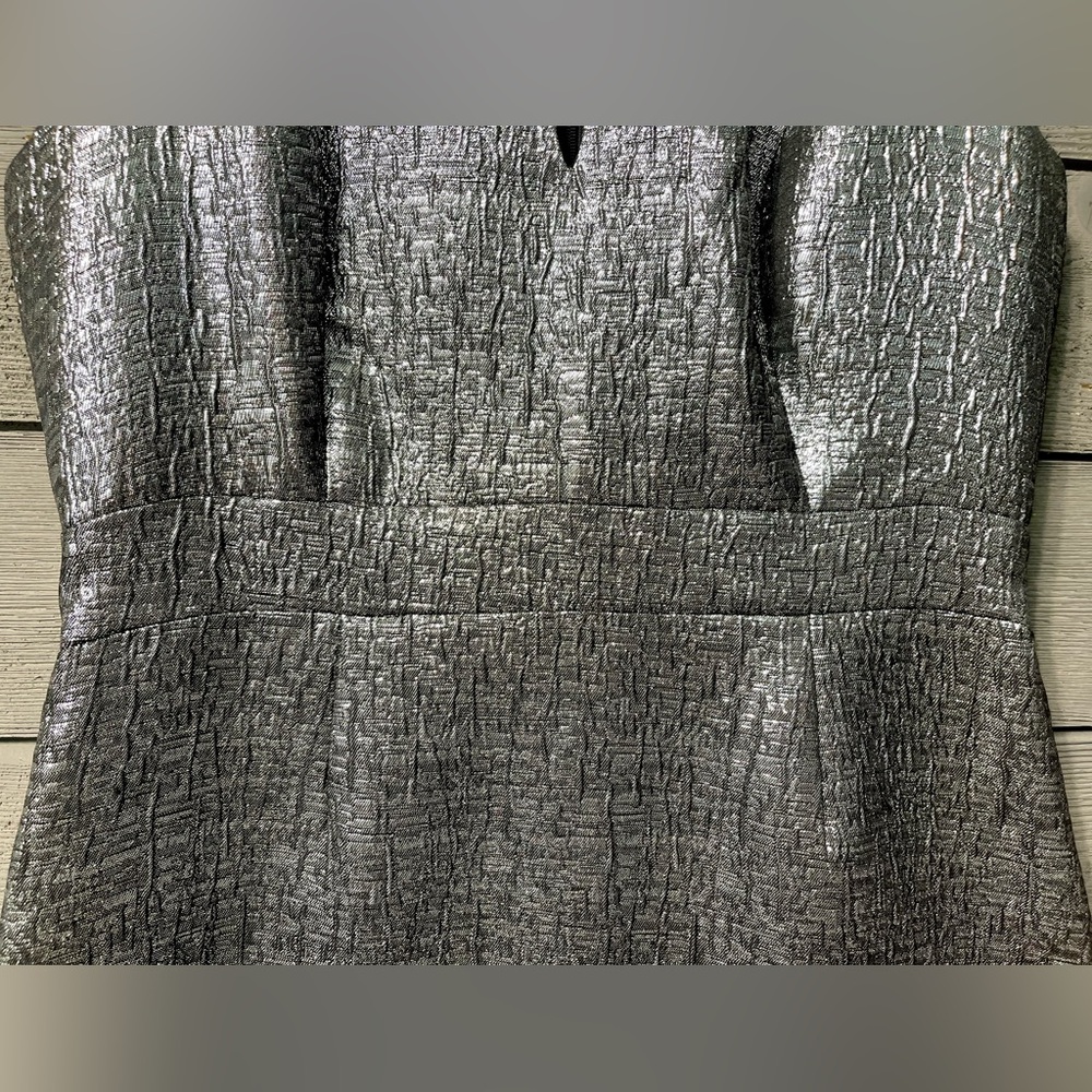 NWT Susana Monaco Silver Chrome Metallic Bodycon Pencil Midi Dress Sz 6 Wedding - Picture 5 of 14